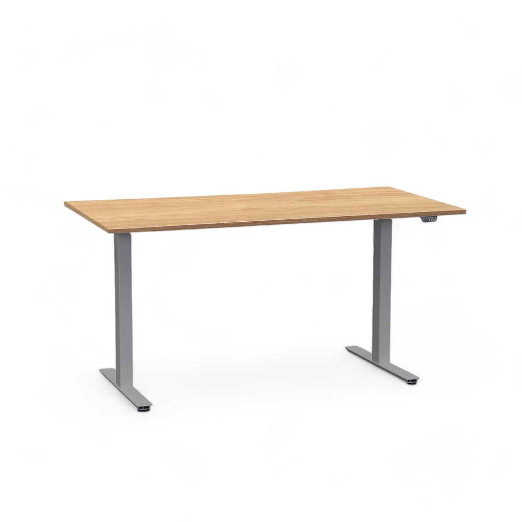 Ergonomischer Höhenverstellbarer Schreibtisch Tradingzone Home 2.0 mit 25mm Tischplatte 140x70 cm, Nussbaum/Silbergrau, Neu, Tisch - ideal fürs Homeoffice oder Büro