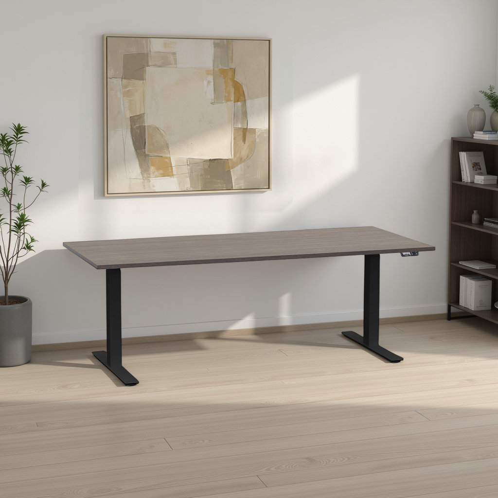 Ergonomique Pupitre réglable en hauteur Rol Elevate 180x80 cm, Peuplier/Noir, Nouveau, Pupitre - idéal pour le bureau ou la maison