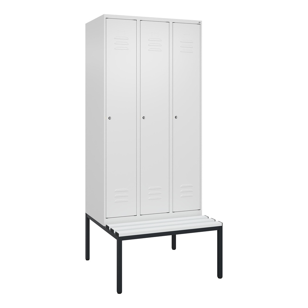 Garderobenspind mit Bank C+P Classic PLUS (Weiss, 30, mit 3 Türen)