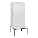 Garderobenspind mit Bank C+P Classic PLUS (Weiss, 30, mit 3 Türen)