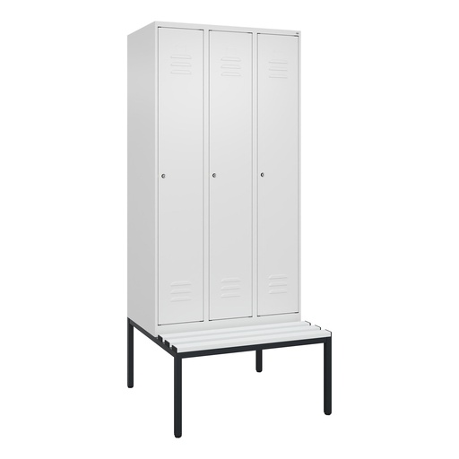 Garderobenspind mit Bank C+P Classic PLUS (Weiss, 30, mit 3 Türen)