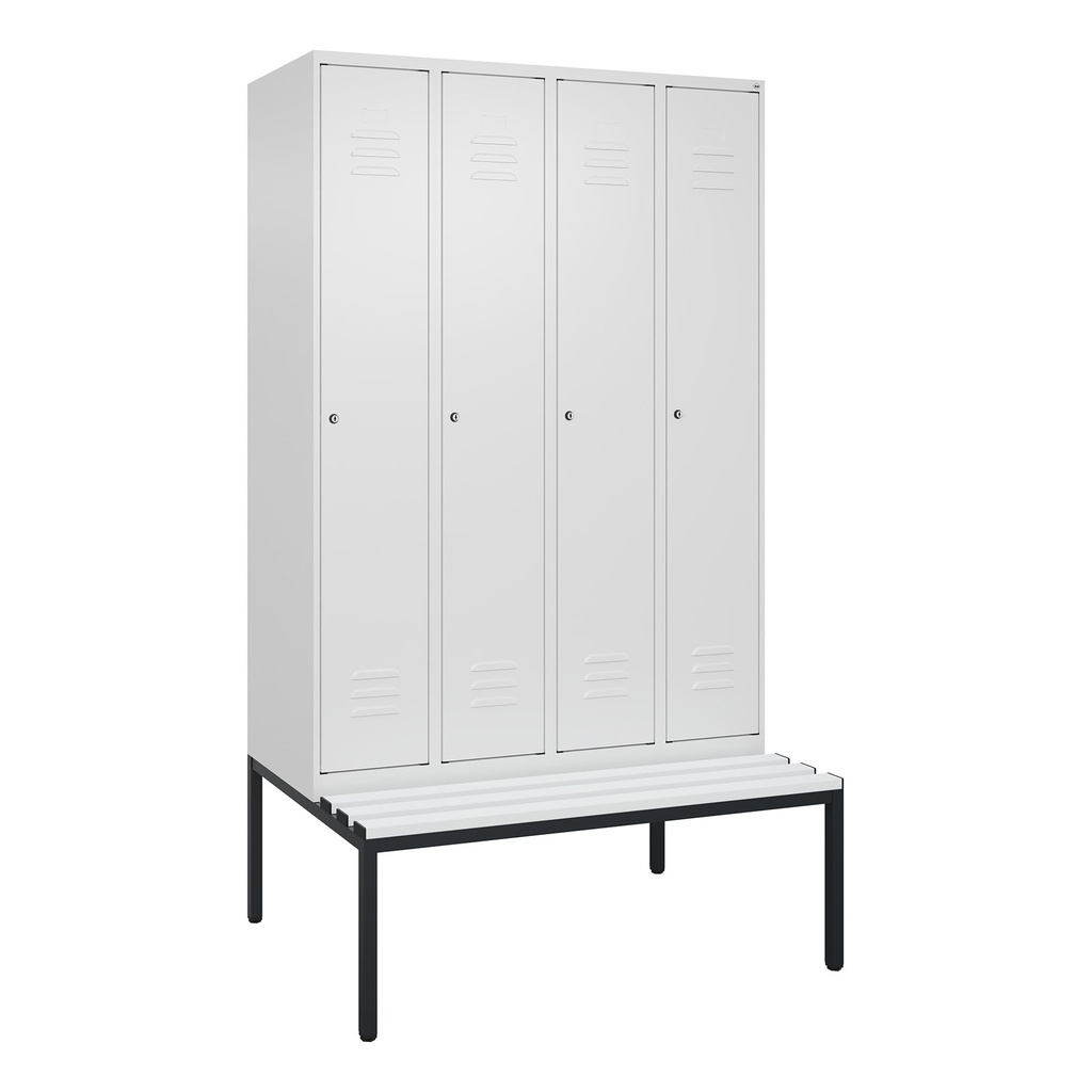 Garderobenspind mit Bank C+P Classic PLUS (Weiss, 30, mit 4 Türen)