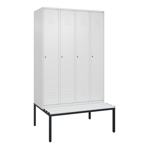Garderobenspind mit Bank C+P Classic PLUS (Weiss, 30, mit 4 Türen)