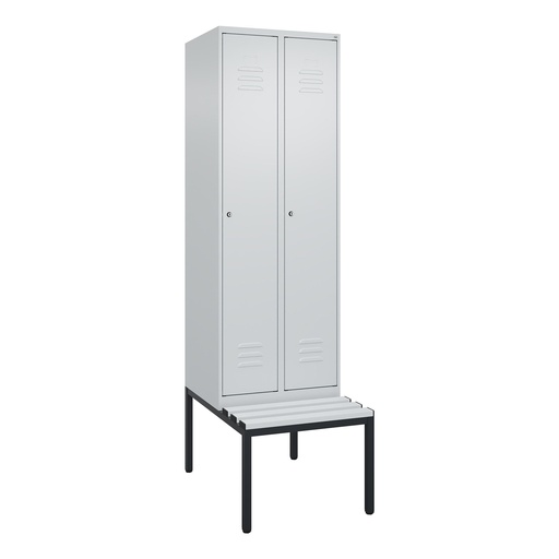 Garderobenspind mit Bank C+P Classic PLUS (Lichtgrau, 30, mit 2 Türen)