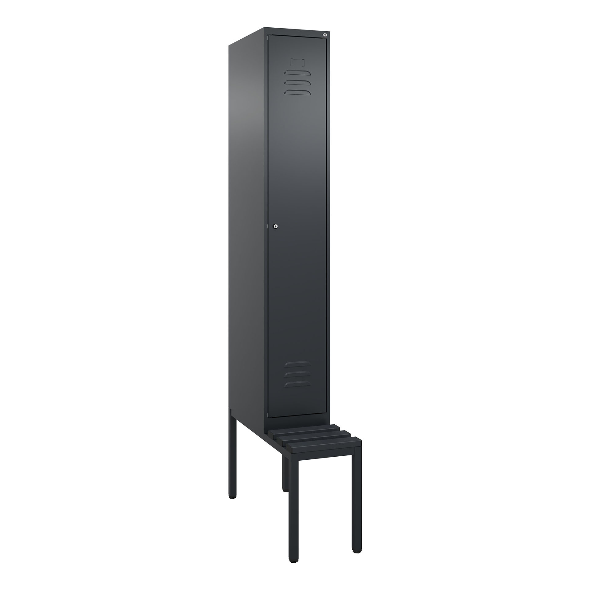 Image of Garderobenspind mit Bank C+P Classic PLUS, Anthrazit, mit 1 Türe, mit Schlüssel, Neu Robust - ideal für Büro und Empfangsbereich