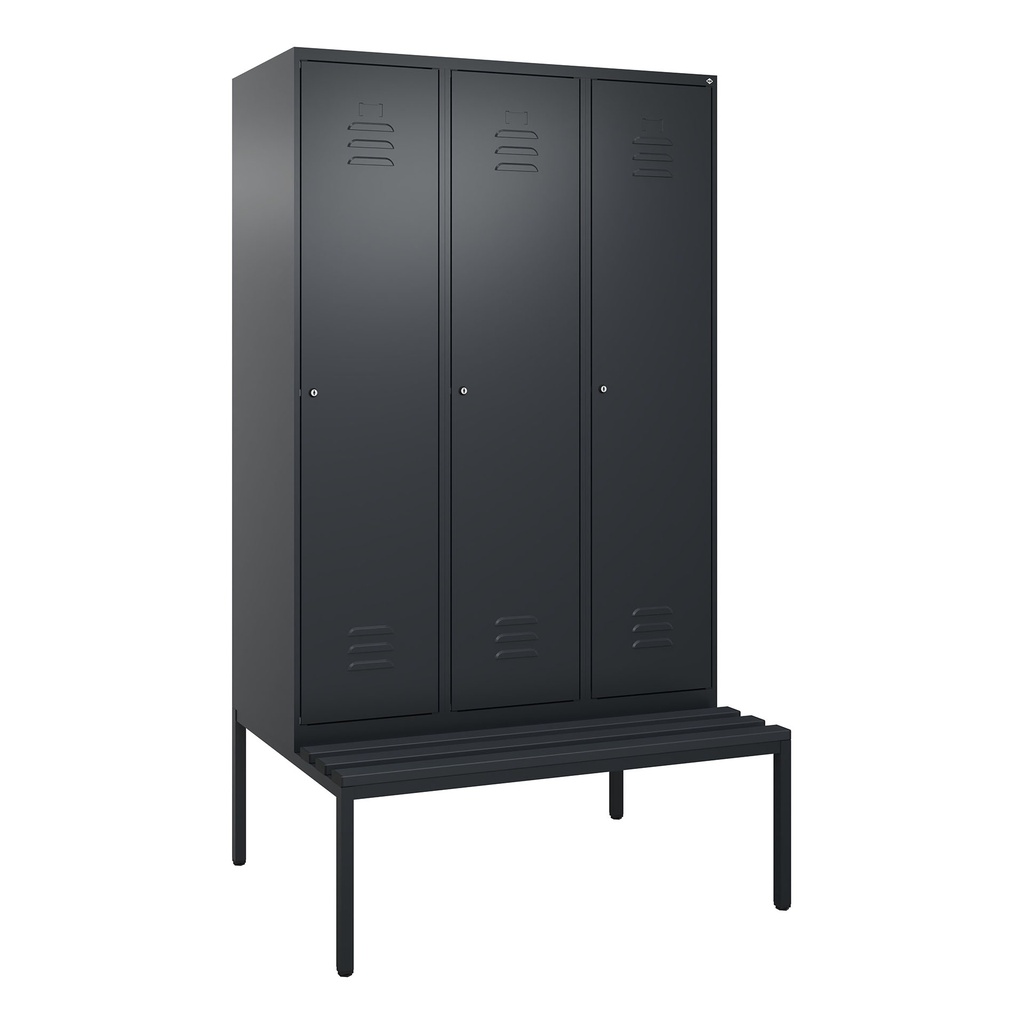Garderobenspind mit Bank C+P Classic PLUS (Anthrazit, 40, mit 3 Türen)