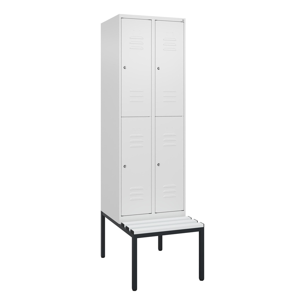 Garderobenspind mit Bank  C+P Classic PLUS (Weiss, 30, mit 4 Türen)