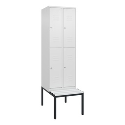 Garderobenspind mit Bank  C+P Classic PLUS (Weiss, 30, mit 4 Türen)