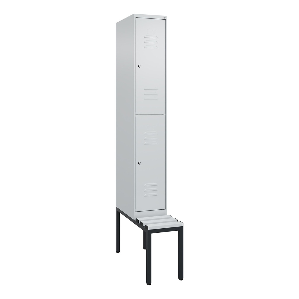 Garderobenspind mit Bank  C+P Classic PLUS (Lichtgrau, 30, mit 2 Türen)