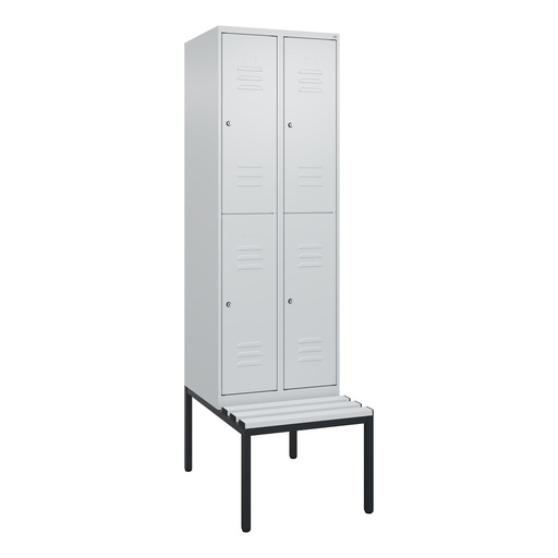 Garderobenspind mit Bank  C+P Classic PLUS (Lichtgrau, 30, mit 4 Türen)