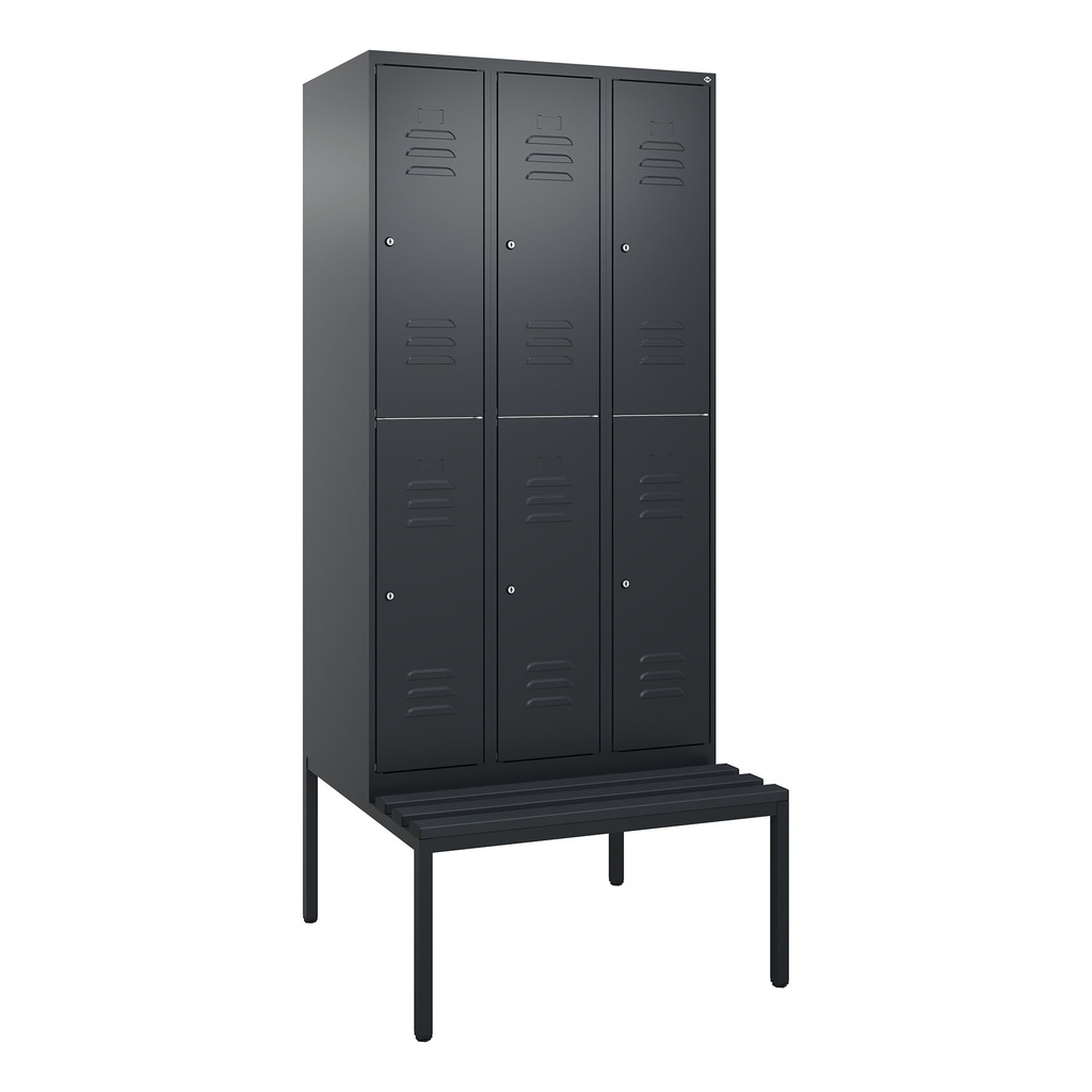 Garderobenspind mit Bank  C+P Classic PLUS (Anthrazit, 30, mit 6 Türen)