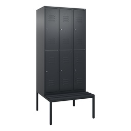 Garderobenspind mit Bank  C+P Classic PLUS (Anthrazit, 30, mit 6 Türen)