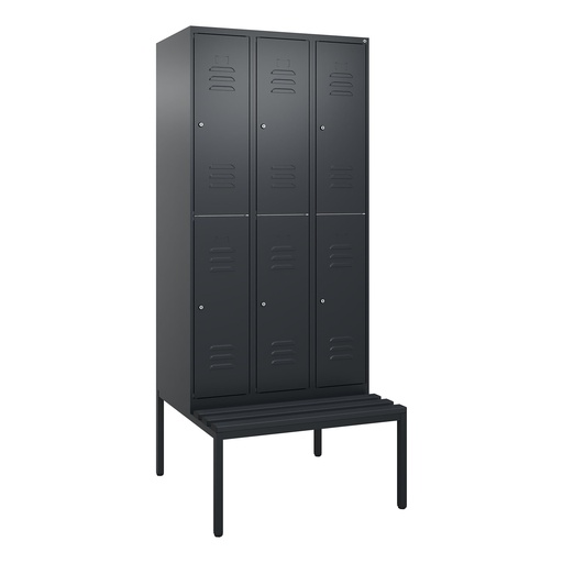 Garderobenspind mit Bank  C+P Classic PLUS (Anthrazit, 30, mit 6 Türen)