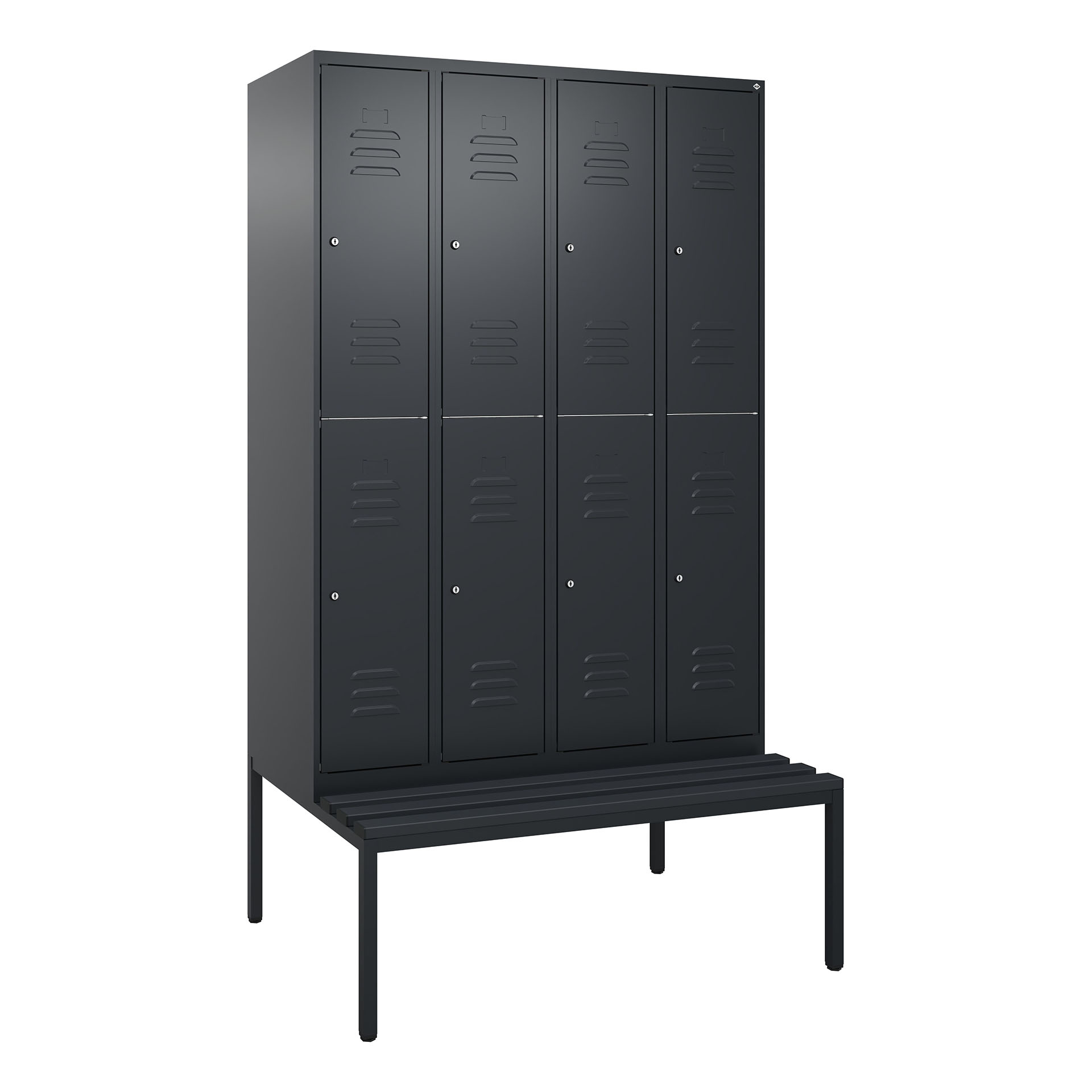 Image of Garderobenspind mit Bank C+P Classic PLUS, Anthrazit, mit 8 Türen, mit Schlüssel, Neu Robust - ideal für Büro und Empfangsbereich