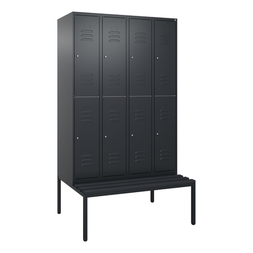 Garderobenspind mit Bank  C+P Classic PLUS (Anthrazit, 30, mit 8 Türen)