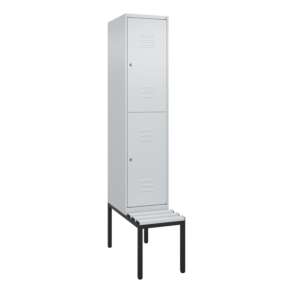 Garderobenspind mit Bank  C+P Classic PLUS (Lichtgrau, 40, mit 2 Türen)