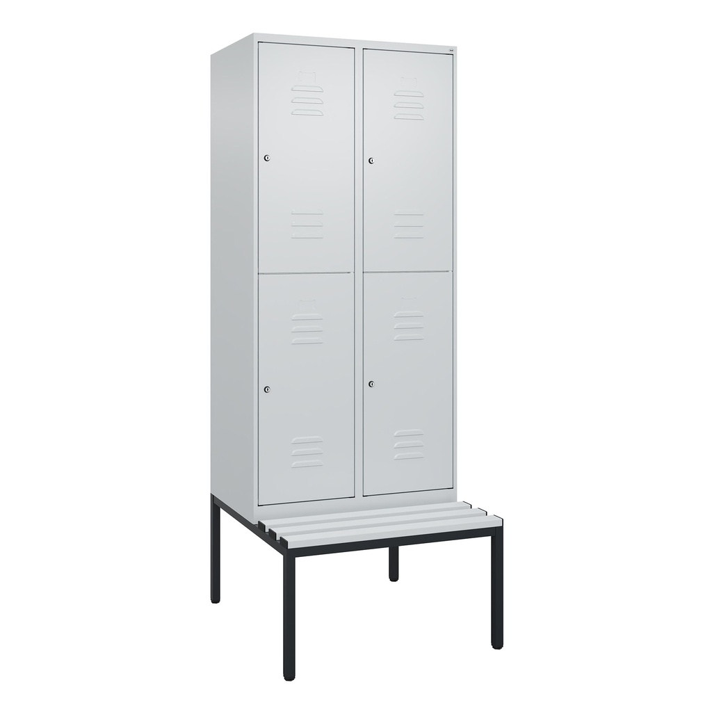 Garderobenspind mit Bank  C+P Classic PLUS (Lichtgrau, 40, mit 4 Türen)