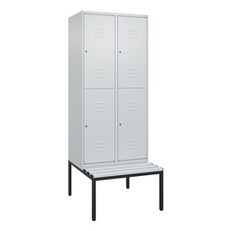 Garderobenspind mit Bank  C+P Classic PLUS (Lichtgrau, 40, mit 4 Türen)