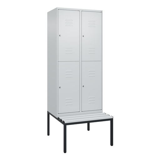 Garderobenspind mit Bank  C+P Classic PLUS (Lichtgrau, 40, mit 4 Türen)