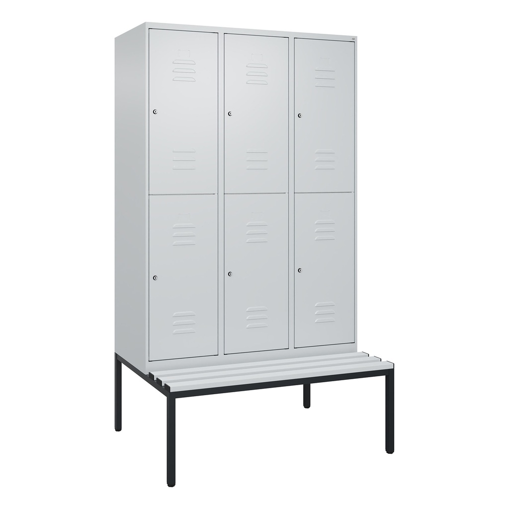 Garderobenspind mit Bank  C+P Classic PLUS (Lichtgrau, 40, mit 6 Türen)
