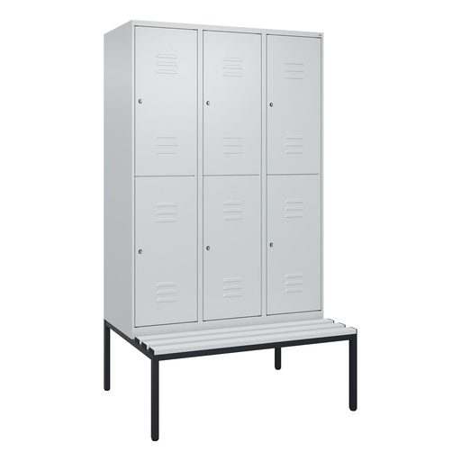 Garderobenspind mit Bank  C+P Classic PLUS (Lichtgrau, 40, mit 6 Türen)