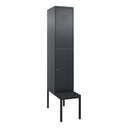 Garderobenspind mit Bank  C+P Classic PLUS (Anthrazit, 40, mit 2 Türen)