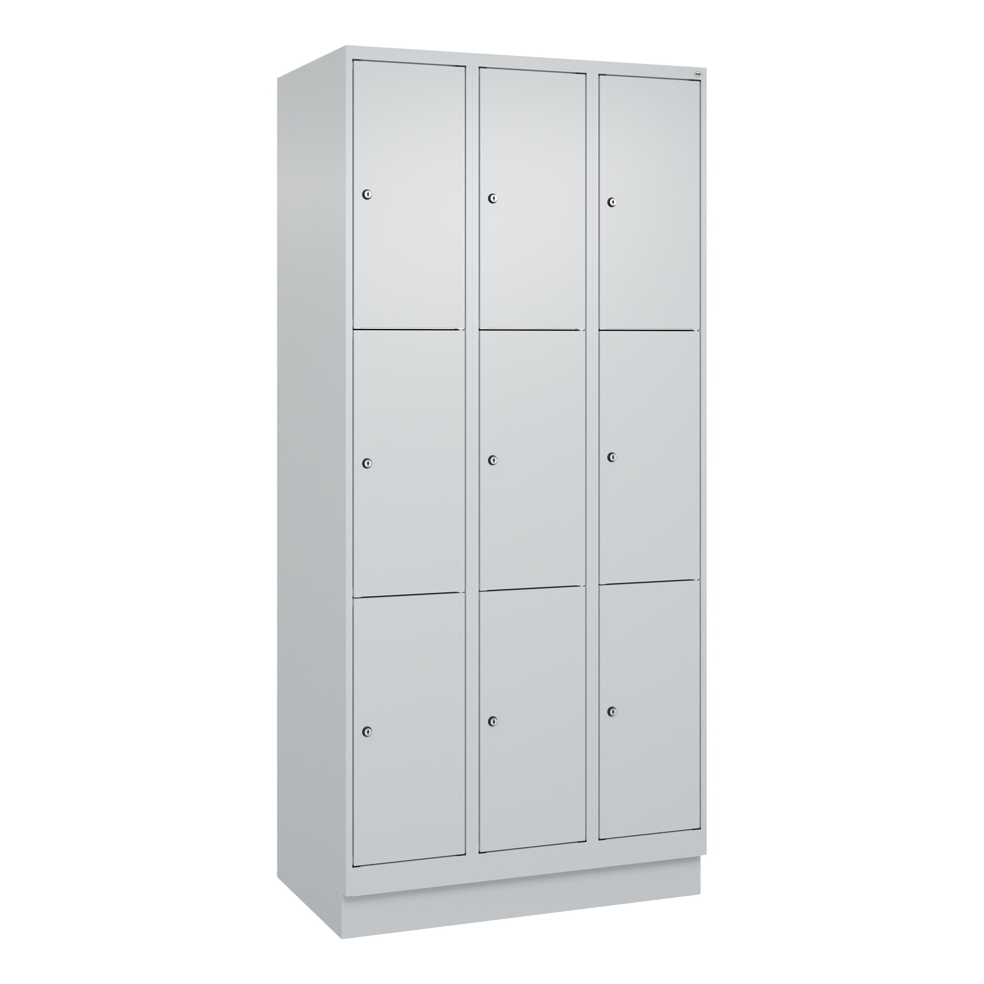 Image of Schliessfachschrank C+P Classic PLUS, Lichtgrau, mit 9 Türen, mit Schlüssel, Neu Robust - ideal für Büro und Empfangsbereich