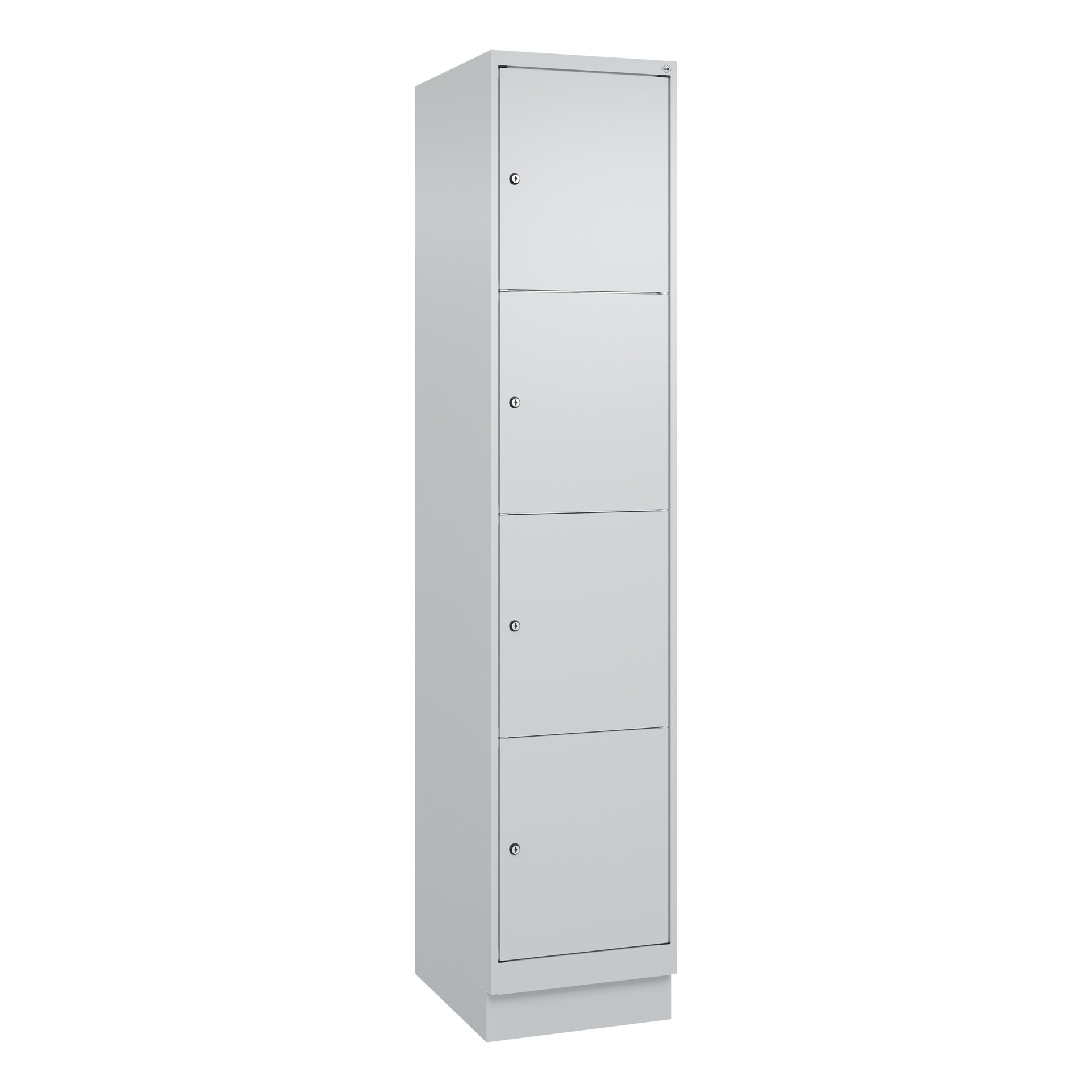 Image of Schliessfachschrank C+P Classic PLUS, Lichtgrau, mit 4 Türen, mit Schlüssel, Neu Robust - ideal für Büro und Empfangsbereich