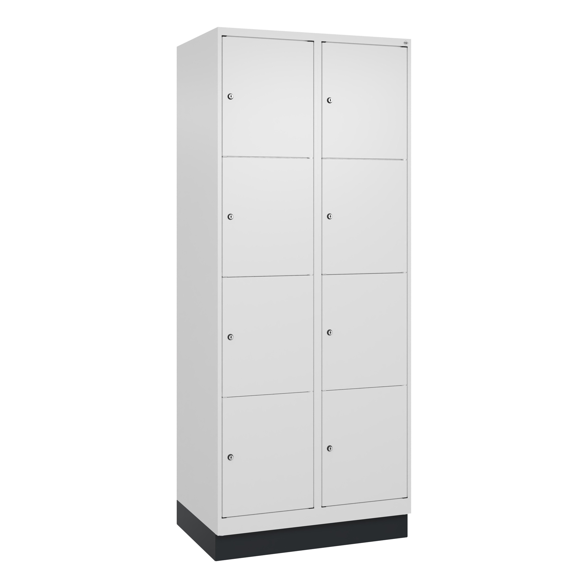 Armoire vestiaire C+P Classic PLUS, Blanc, avec 8 portes, avec clé, Nouveau Robuste - idéal pour le bureau et la réception