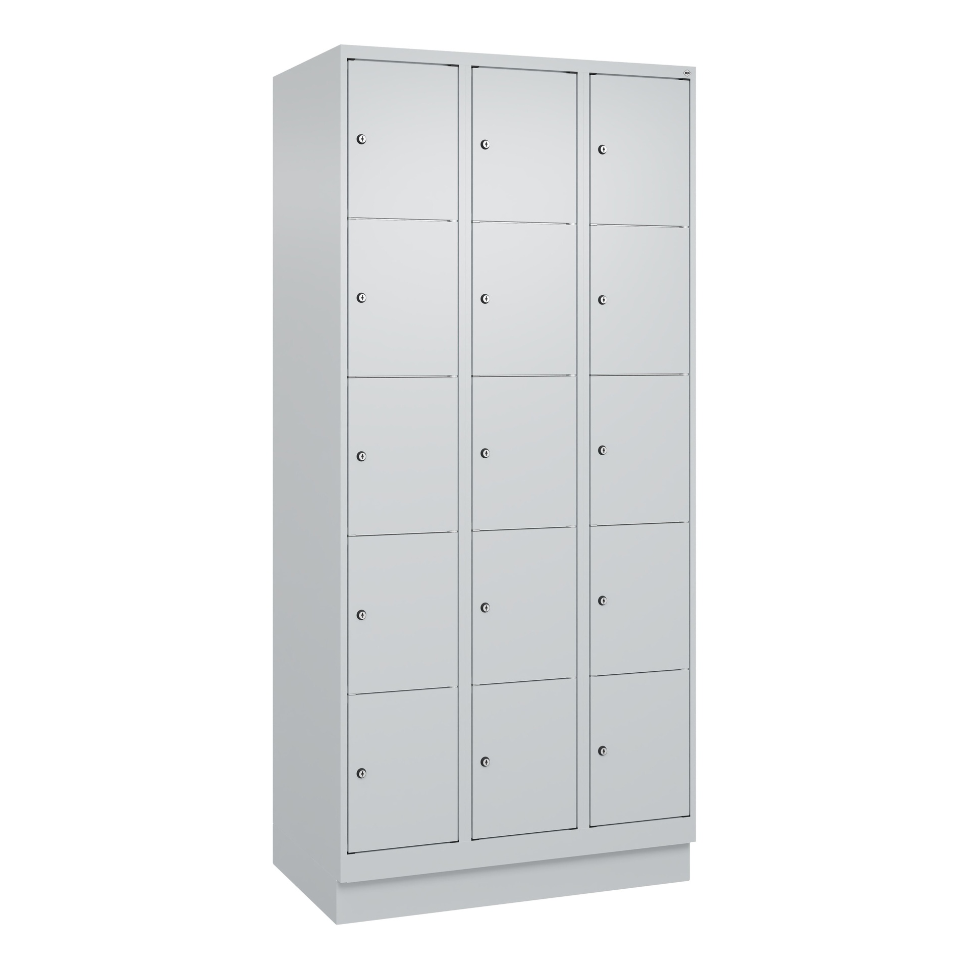 Image of Schliessfachschrank C+P Classic PLUS, Lichtgrau, mit 15 Türen, mit Schlüssel, Neu Robust - ideal für Büro und Empfangsbereich