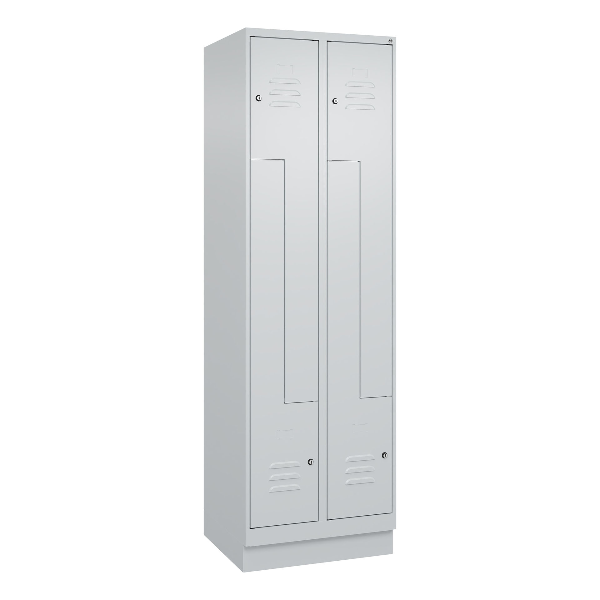 Schliessfachschrank C+P Classic PLUS, Lichtgrau, mit 4 Türen, mit Schlüssel, Neu Robust - ideal für Büro und Empfangsbereich