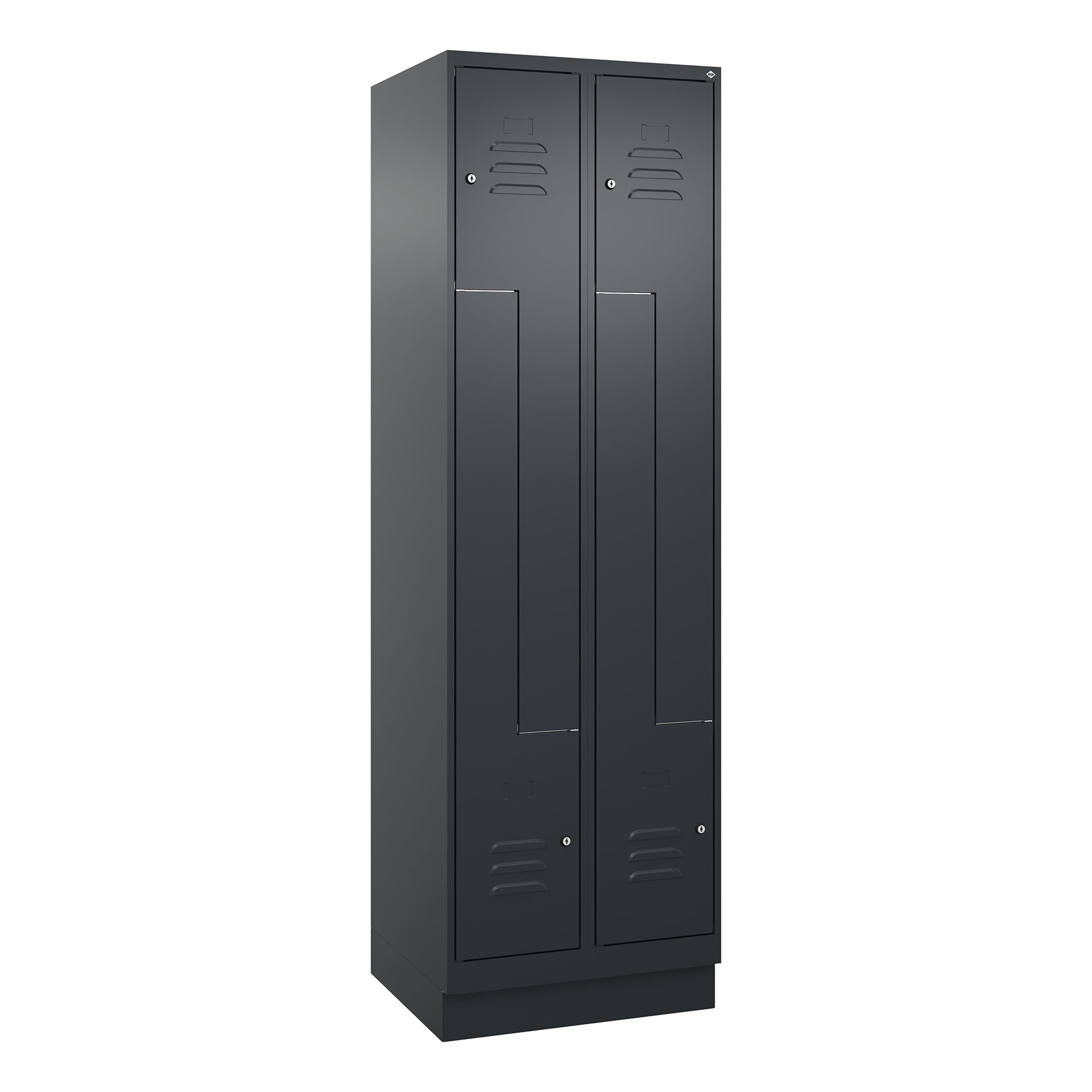 Armoire à casiers C+P Classic PLUS, Anthracite, avec 4 portes, avec clé, Nouveau Robuste - idéal pour le bureau et la réception