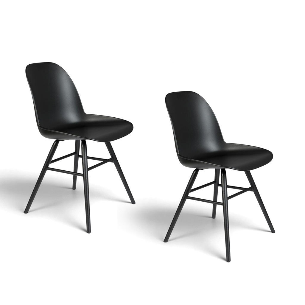 Image of Zuiver Albert Kuip Stuhl - 2er Set All Black Schwarz ohne Armlehnen, Neu - Perfekt für komfortables Sitzen