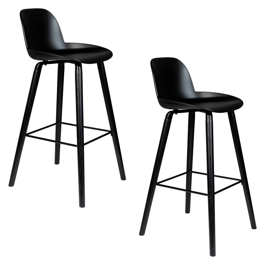 Image of Bar Hocker Zuiver Albert Kuip All Black - 2er Set, Schwarz, Neu, Tresenhocker - Praktisch & Komfortabel