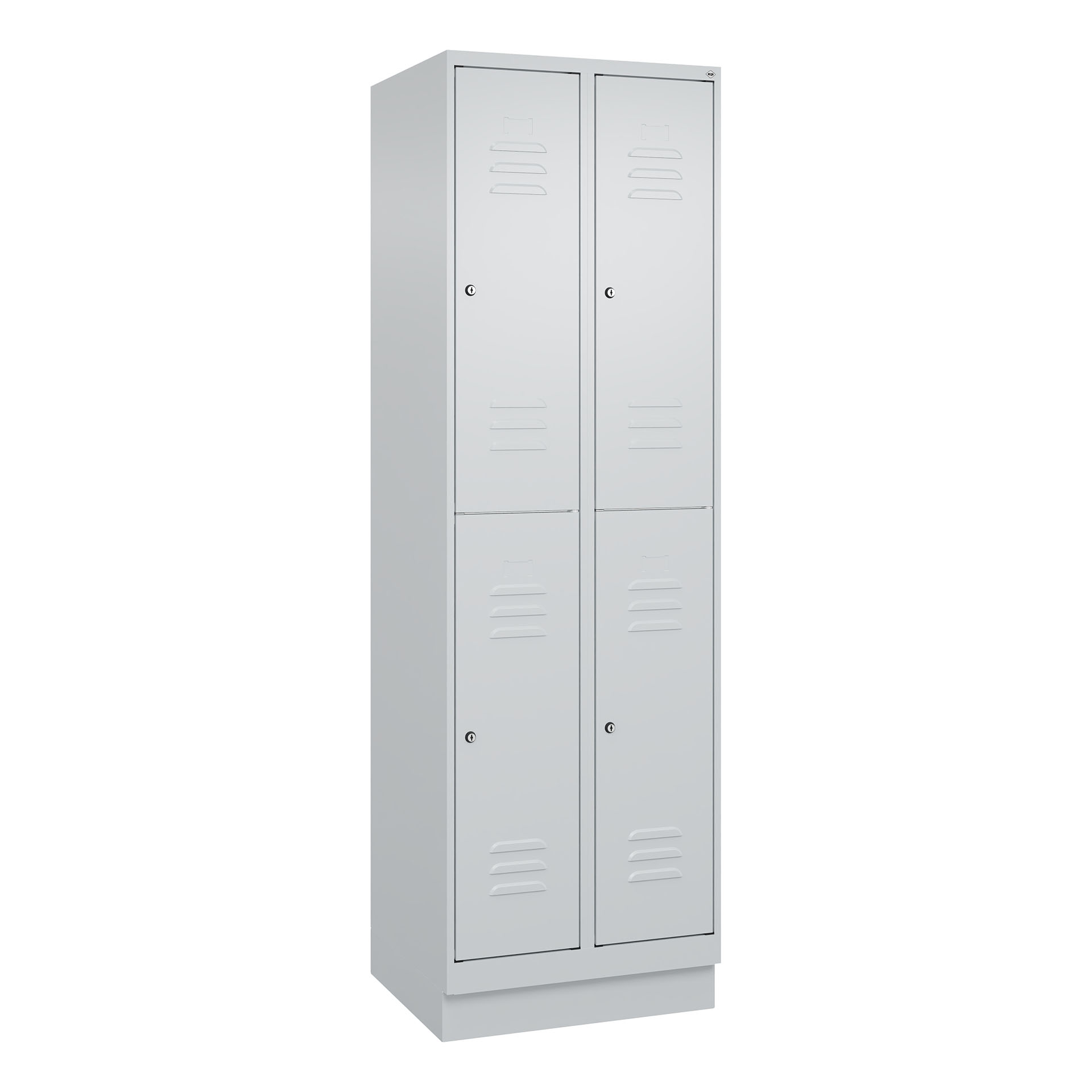 Vestiaire C+P Classic PLUS, Gris clair, avec 4 portes, avec clé, Nouveau Robuste - idéal pour le bureau et la réception