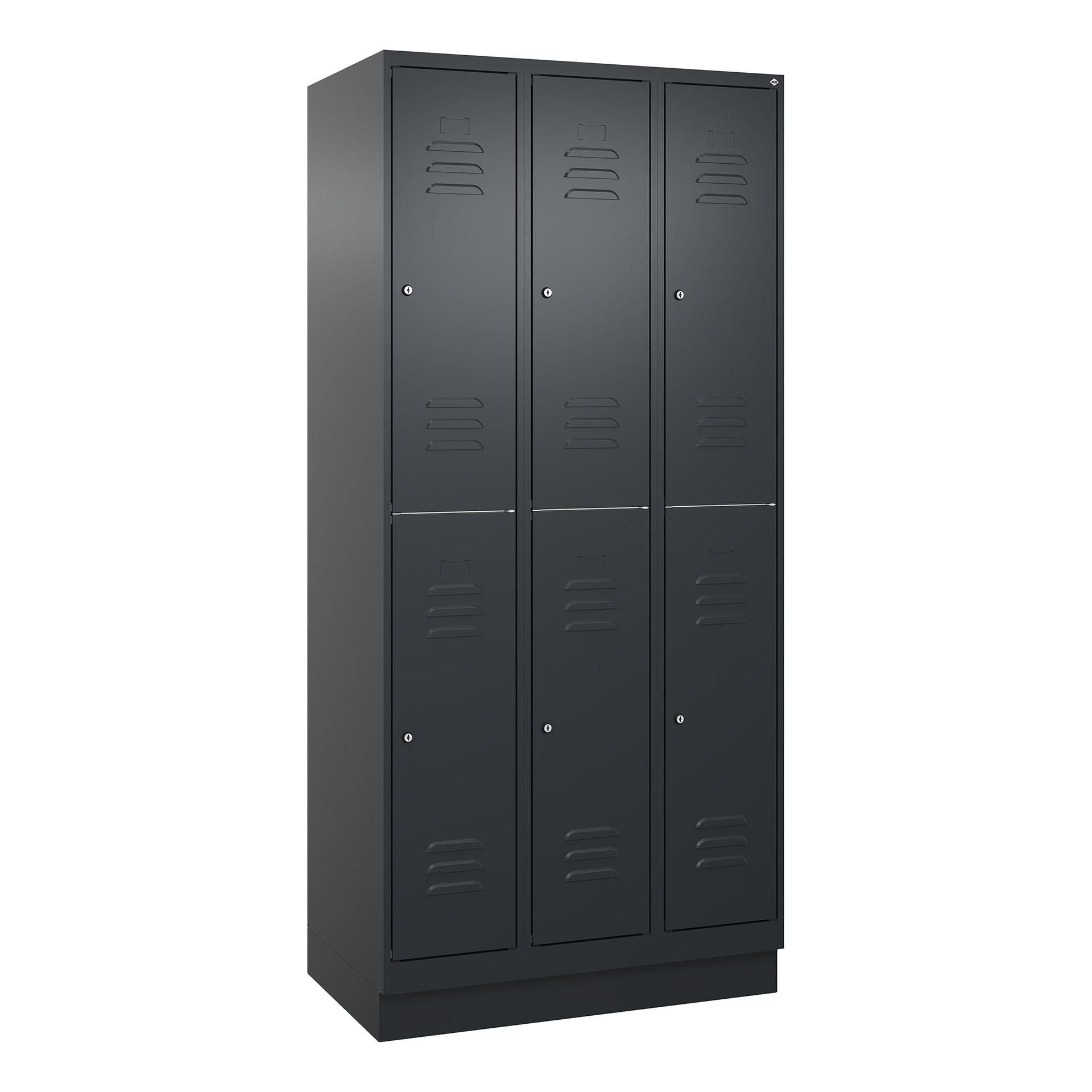 Vestiaire C+P Classic PLUS, Anthracite, avec 6 portes, avec clé, Nouveau Robuste - idéal pour le bureau et la réception