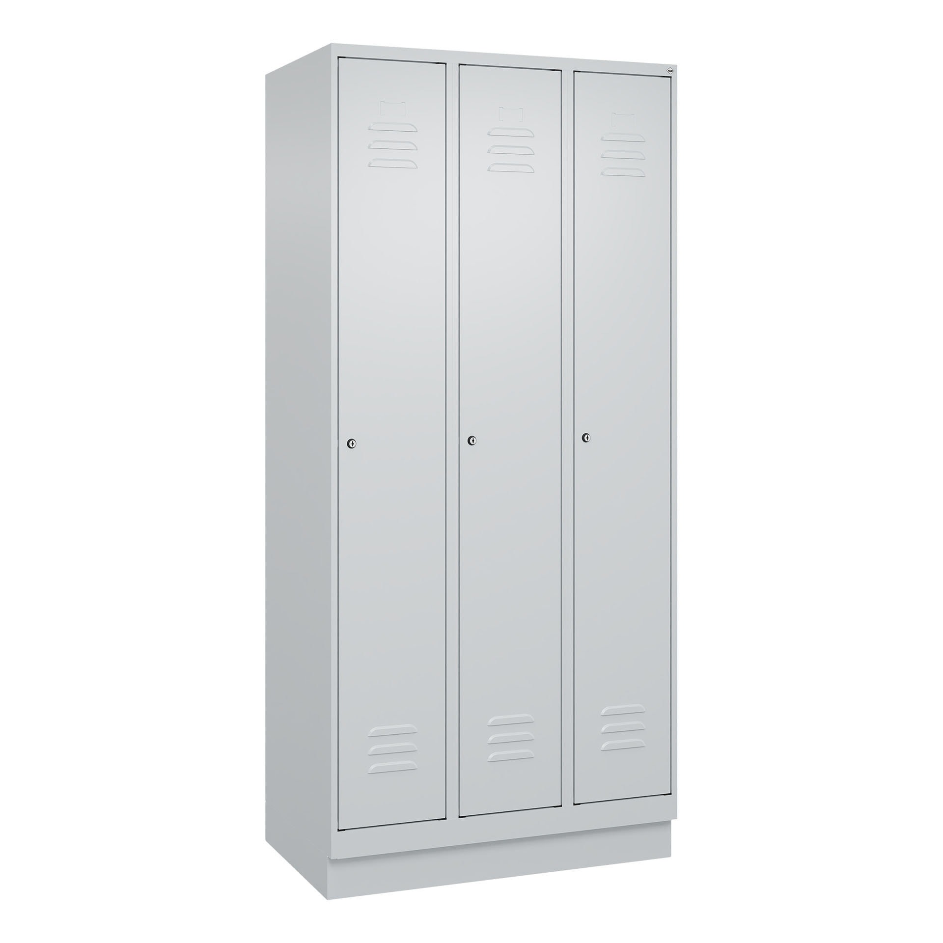 Vestiaire C+P Classic PLUS, Gris clair, avec 3 portes, avec clé, Nouveau Robuste - idéal pour le bureau et la réception