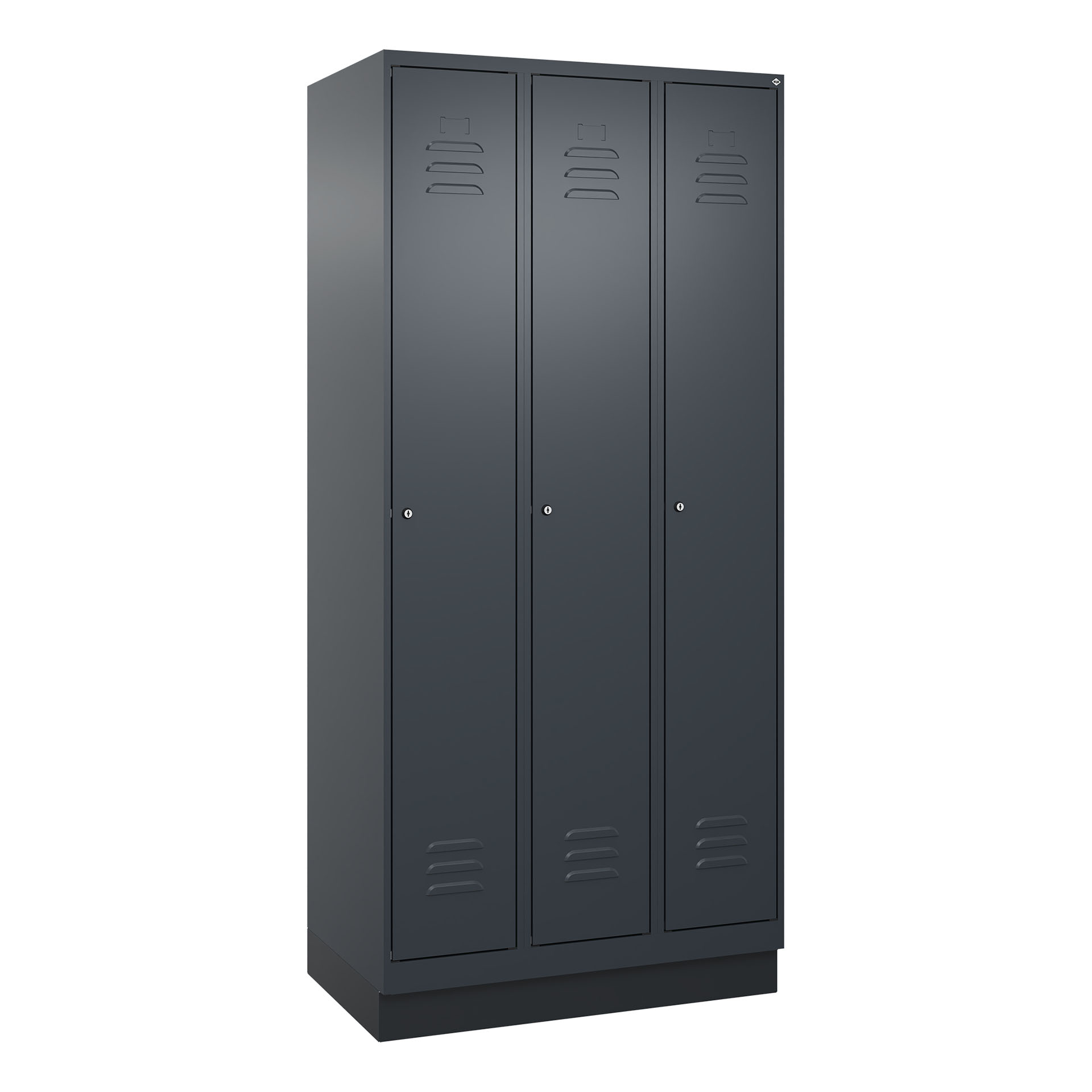 Garderobenspind C+P Classic PLUS, Anthrazit, mit 3 Türen, mit Schlüssel, Neu Robust - ideal für Büro und Empfangsbereich