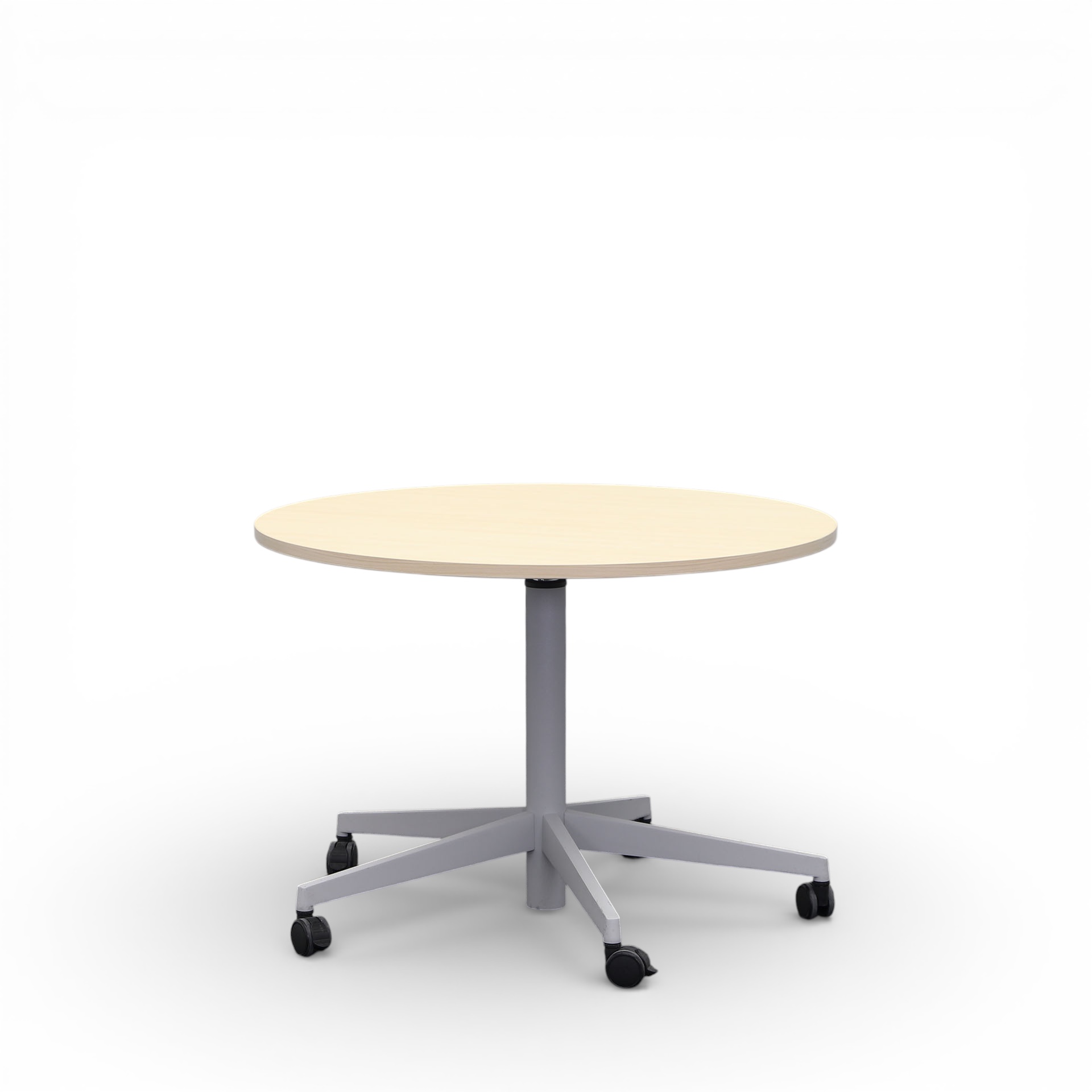 Tables de conférence debout Steelcase 100x100 cm, Hêtre/Gris argenté, Autour, Normalement utilisé, Table - Pour les réunions professionnelles