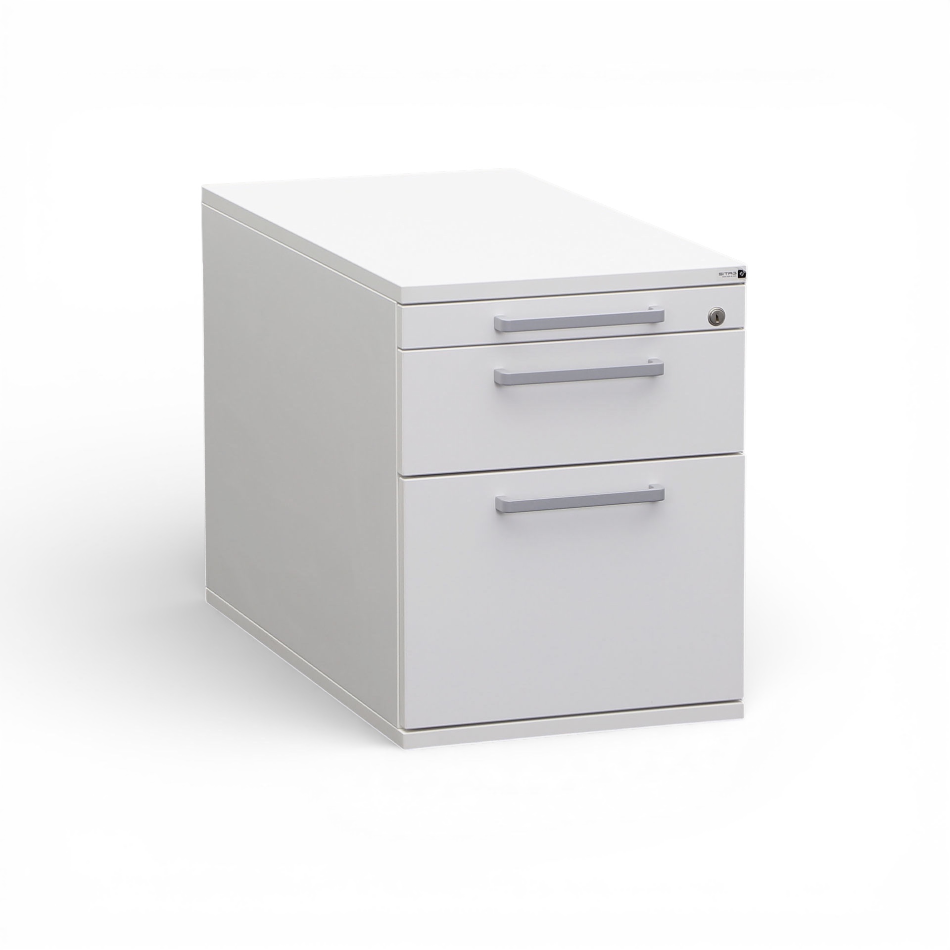 Caisson sur pied Sitag, Blanc, avec dossier suspendu, avec clé, Normalement utilisé - idéal pour un rangement facile