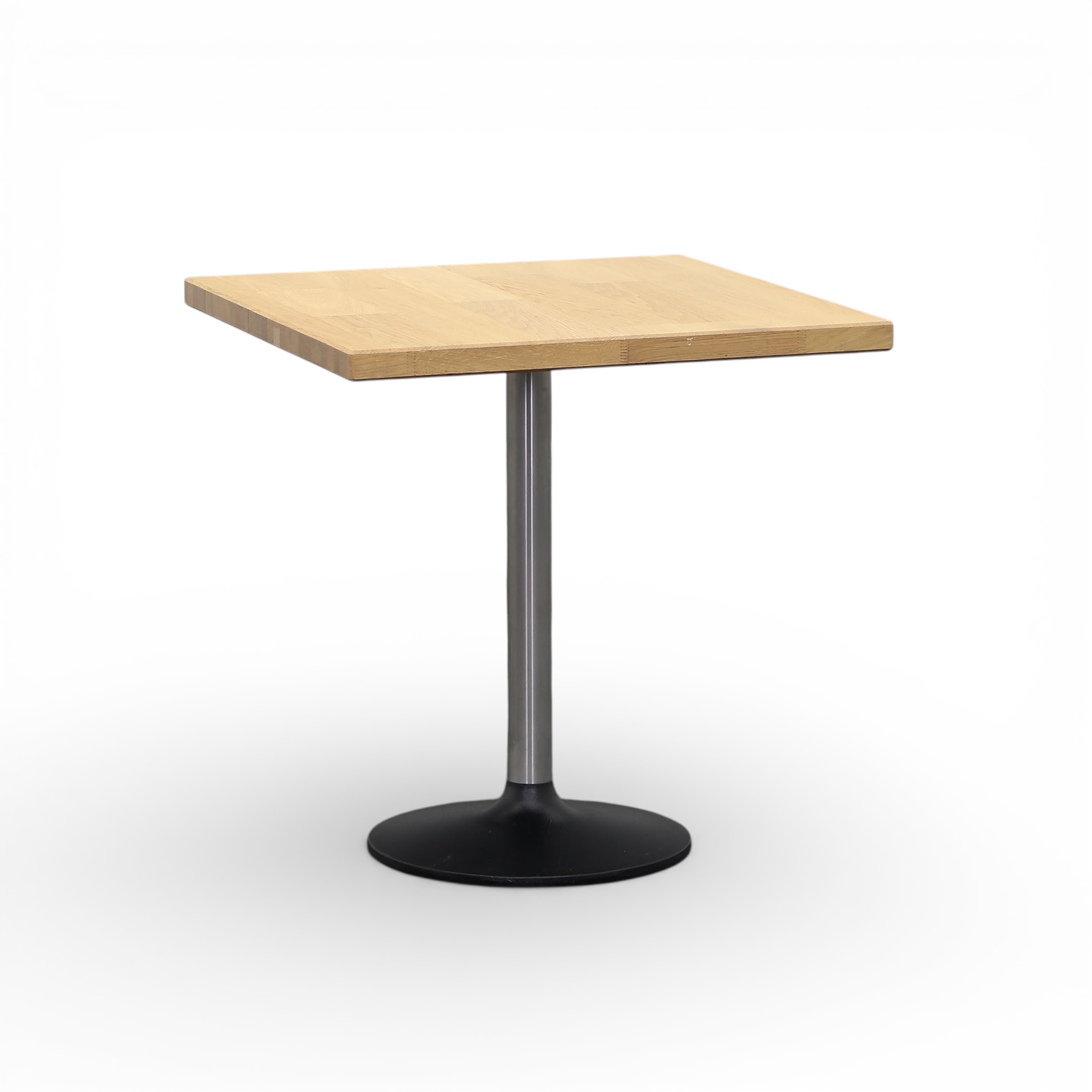 Bistrotisch Massivholz 72x72 cm, Eiche/Verchromt, Quadratisch, Normal gebraucht Tisch - Perfekt für Café und Bistro