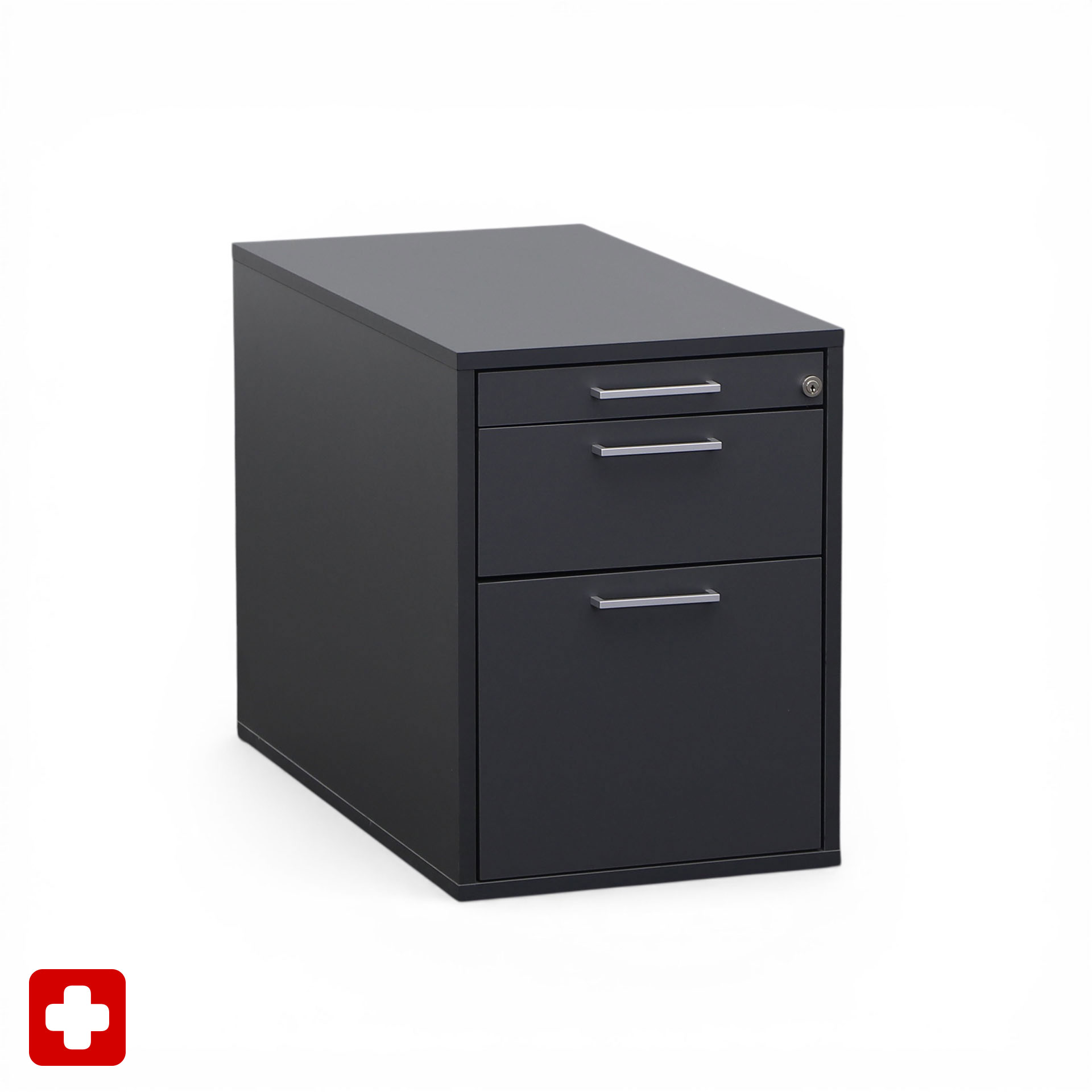 Standcontainer Ergodata V-Max, Anthrazit, mit Hängeregister, ohne Schlüssel, Normal gebraucht – Ideal für leichte Aufbewahrung