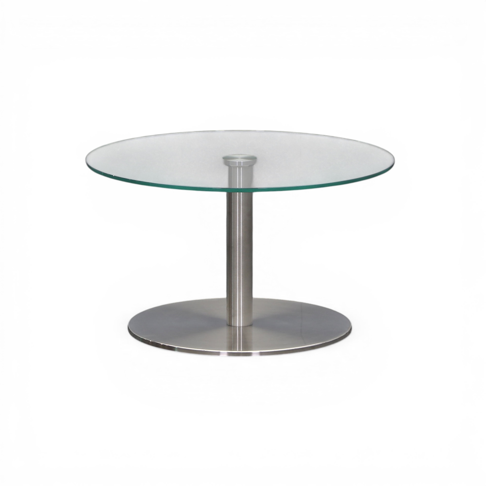 Table basse en verre 70x70 cm, Clair/Chromé, Autour, Normalement utilisé - Parfait pour le canapé et le salon