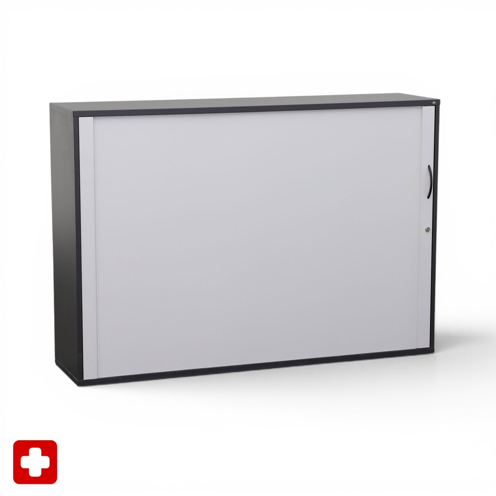 Rollladenschrank Elan Euroffice mit eckiger Kante und Holz Rollladen (mit Schlüssel)