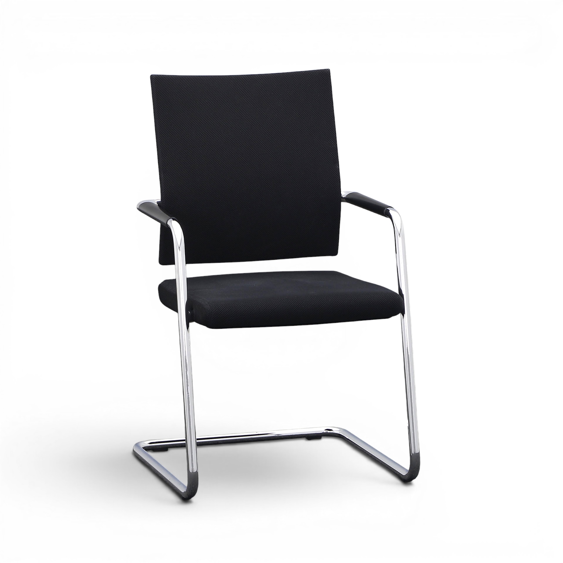 Freischwinger Konferenzstuhl Girsberger Diagon Schwarz/Verchromt mit Fixarmlehnen, Freischwinger, Gut - Perfekt für Besucher und Gäste