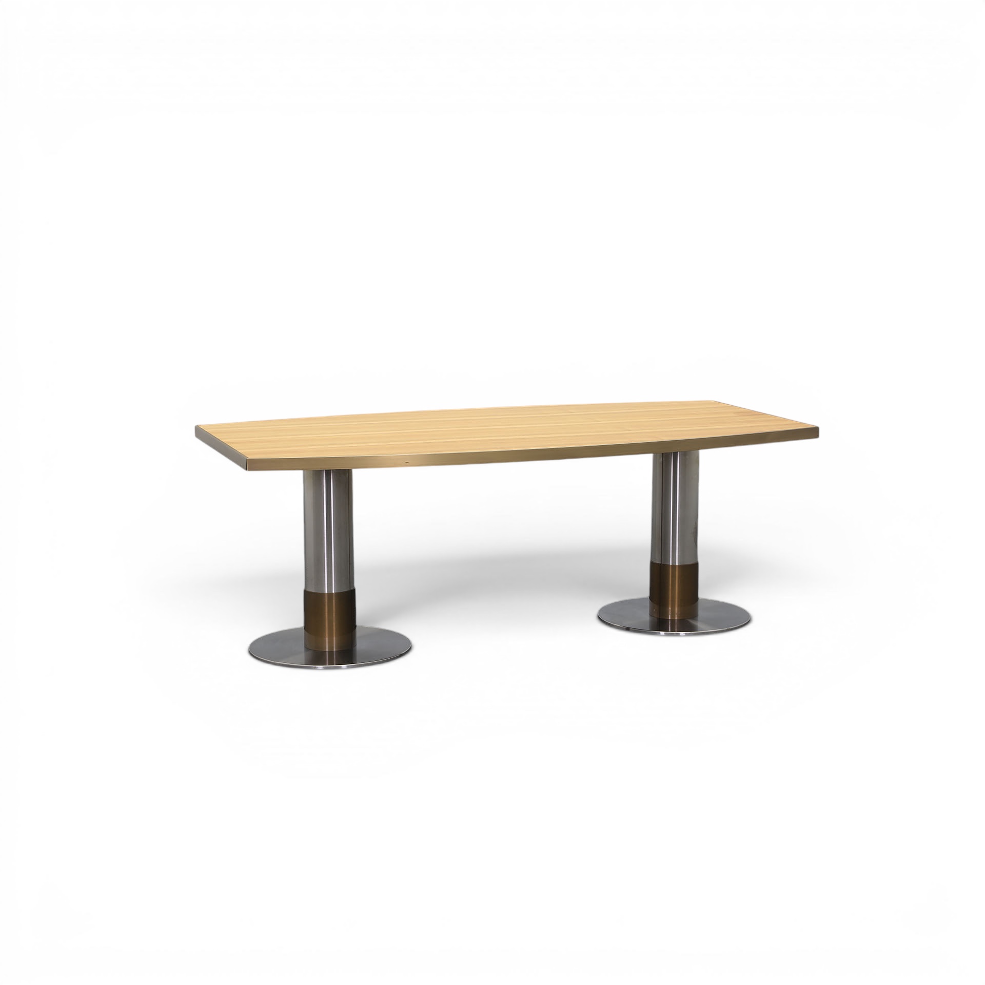 Image of Konferenztisch 200x105 cm, Nussbaum/Silbergrau, Bootsform, Normal gebraucht, Tisch - Hochwertig & langlebig