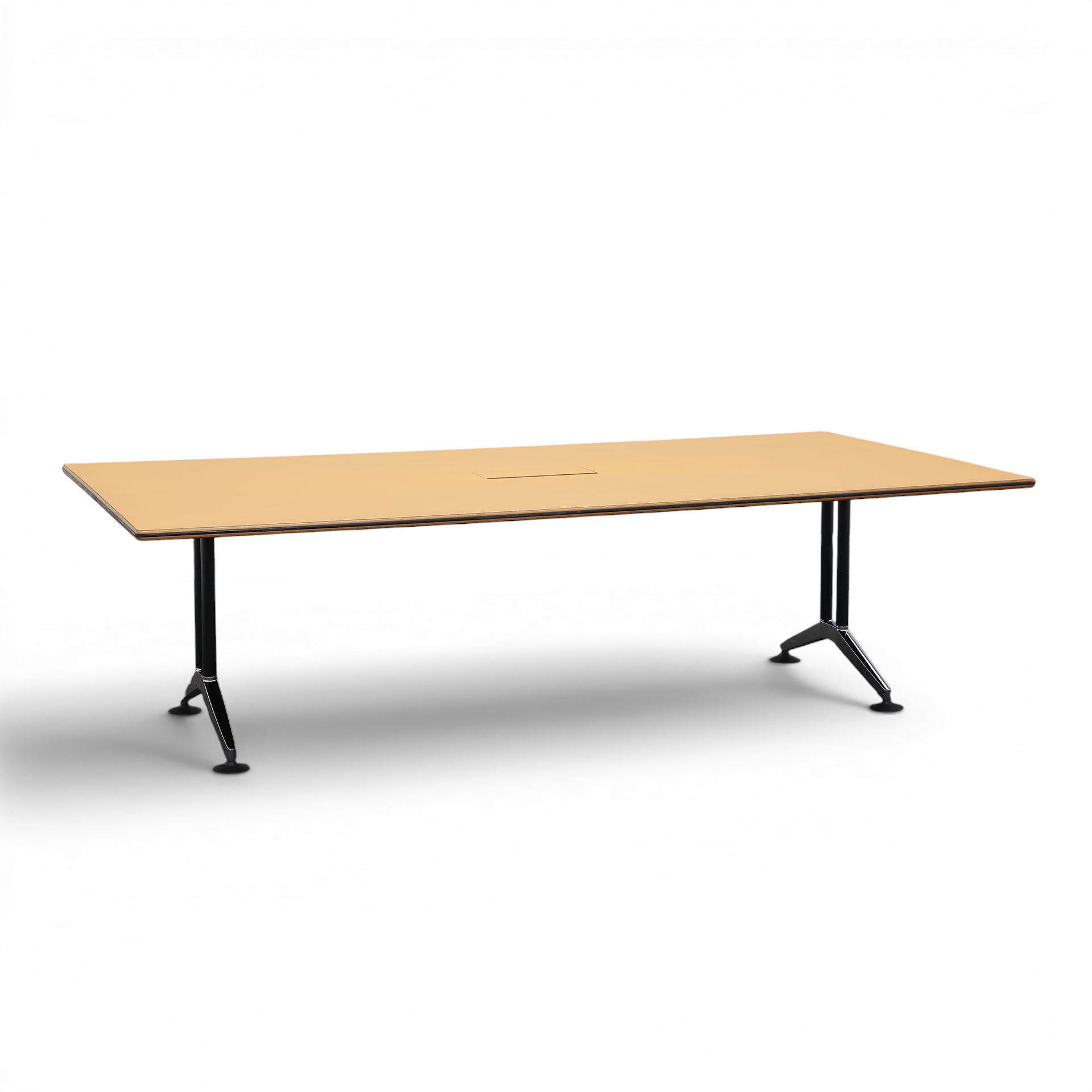 Konferenztisch Wilkhahn Logon 260x130 cm, Beigebraun/Verchromt, Rechteckig, Normal gebraucht, Tisch - Hochwertig & langlebig
