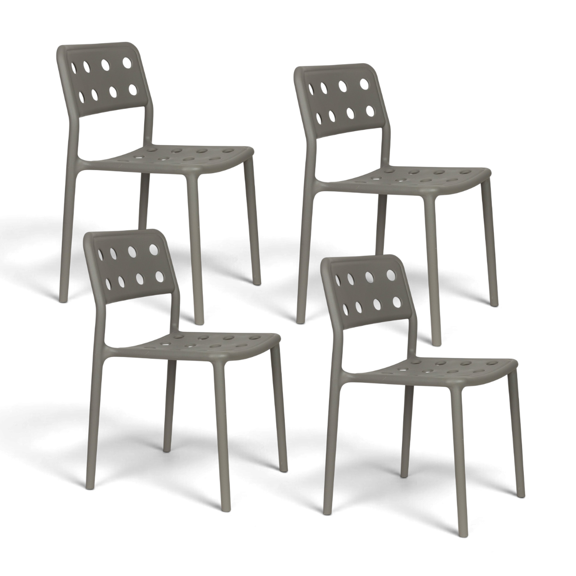 Stapelbarer Design Gartenstuhl Serra – 4er Set, Grau, Neu - Modern & Wetterfest