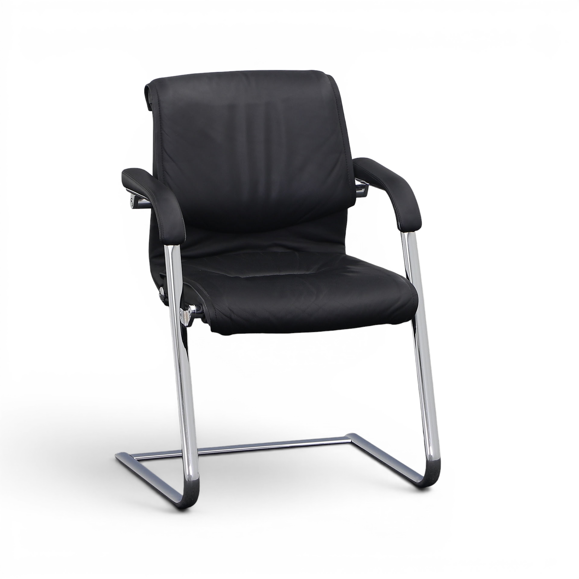 Image of Freischwinger Konferenzstuhl Girsberger Trilax schmal Schwarz/Verchromt mit Fixarmlehnen, Freischwinger, Normal gebraucht - Perfekt für Besucher und Gäste