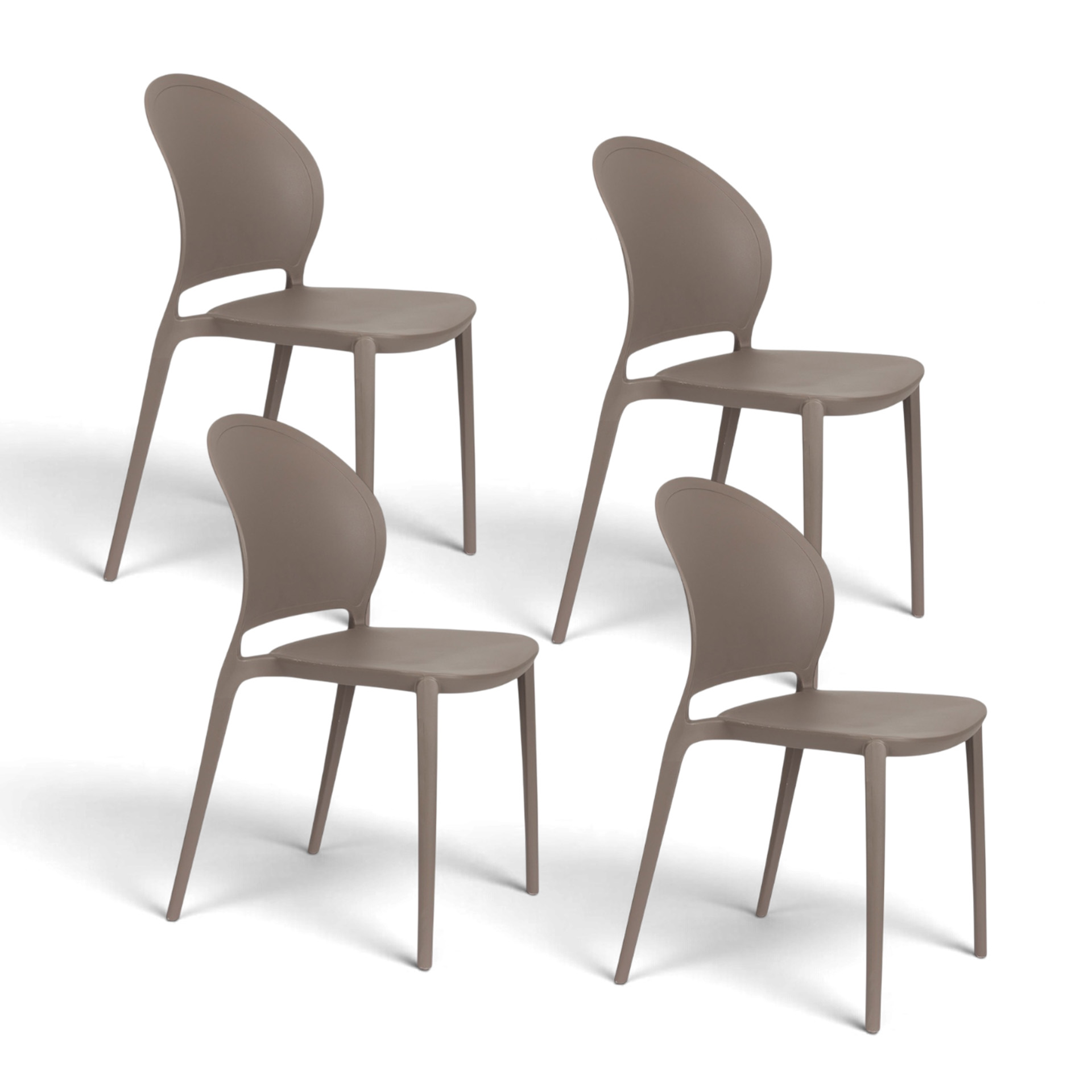 Chaises de jardin White Label Living Sjoerd - lot de 4 gris-brun, Nouveau - Parfait pour une assise confortable
